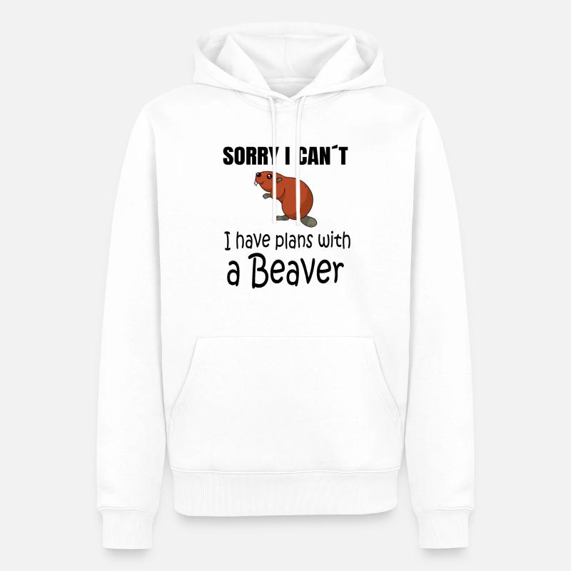 BEAVER : Plans with a Beaver - Sweat à capuche Premium bio Homme - blanc