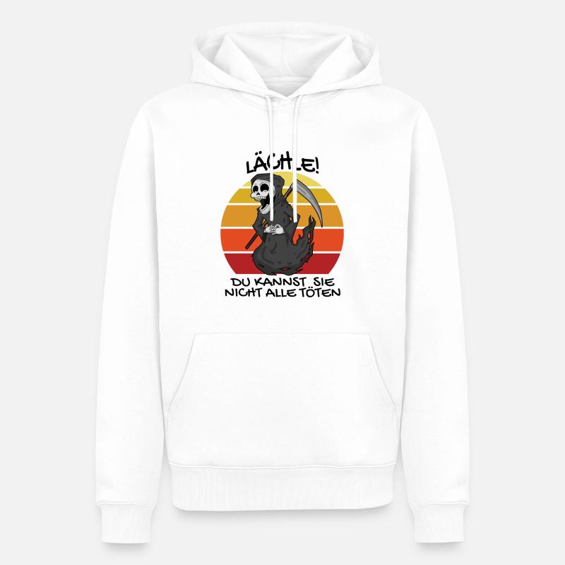 Sensenmann Retro Spruch lustig - Männer Premium Bio Hoodie - Weiß