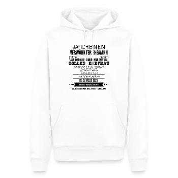 ja! ich bin ein verwöhnter ehemann aber nicht dein - Männer Premium Bio Hoodie - Weiß - Vorne - Nico (187cm)