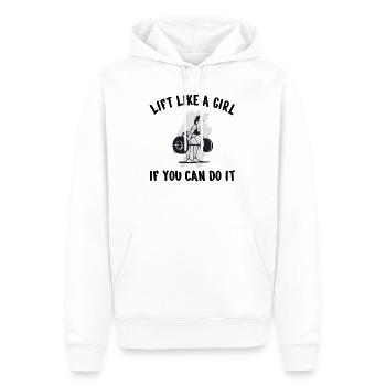 BODYBUILDING POWERLIFTING: lift like a Girl - Männer Premium Bio Hoodie - Weiß - Vorne - Nico (187cm)