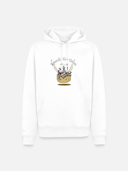 Handkäs mit Musik - Männer Premium Bio Hoodie - Weiß