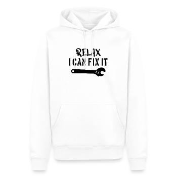 CRAFTSMAN HANDYMAN : relax I can fix it - Sweat à capuche Premium bio Homme - blanc - Devant - Nico (187cm)