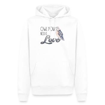 Boho Eule Uhu Partner Liebe Waldtier Süß Kuscheln - Männer Premium Bio Hoodie - Weiß - Vorne - Nico (187cm)