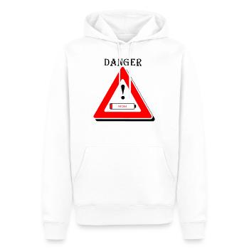 Danger, maman fatiguée - Sweat à capuche Premium bio Homme - blanc - Devant - Nico (187cm)