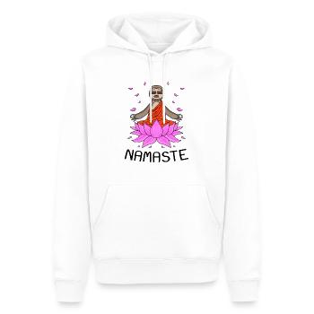 Yoga Namaste paresseux - Sweat à capuche Premium bio Homme - blanc - Devant - Nico (187cm)