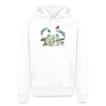 Cottagecore Aesthetic Kawaii Frog Plays Banjo - Men’s Premium Organic Hoodie - white - Front - Nico (187cm)