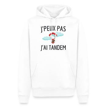 Je peux pas j'ai tandem humour parachute skydiving - Sweat à capuche Premium bio Homme - blanc - Devant - Nico (187cm)