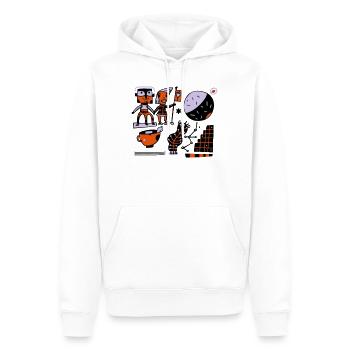 Mondraum-Charaktere: Kunterbunte Astronauten - Männer Premium Bio Hoodie - Weiß - Vorne - Nico (187cm)