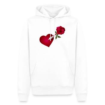 Dart Pfeil mit Rose und Herz als Zielscheibe - Männer Premium Bio Hoodie - Weiß - Vorne - Nico (187cm)