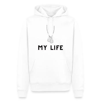 Dog tag My Life - Männer Premium Bio Hoodie - Weiß - Vorne - Nico (187cm)