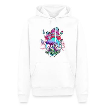 Champignons Psychédéliques - Retro Wave Sunset - Sweat à capuche Premium bio Homme - blanc - Devant - Nico (187cm)
