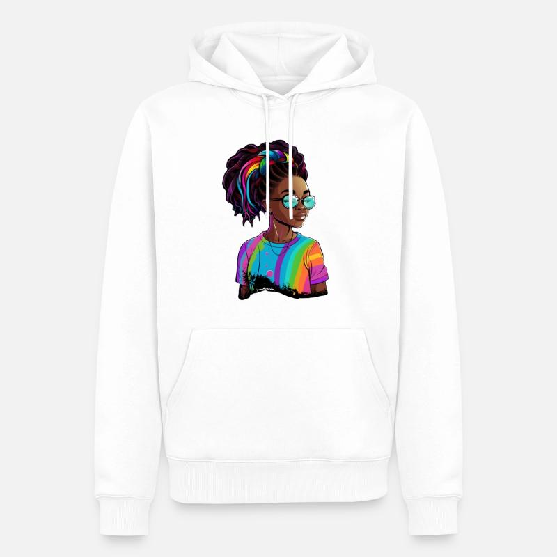 Bunte Dreadlocks und Regenbogen-T-Shirt - Männer Premium Bio Hoodie - Weiß