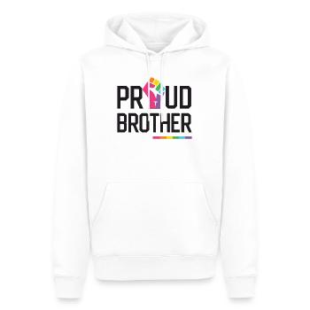LGBT Pride Month - Proud Brother - Men’s Premium Organic Hoodie - white - Front - Nico (187cm)