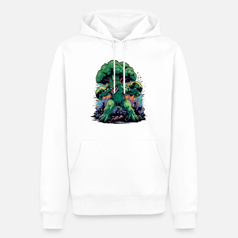 Brokkozilla monstre géant de brocoli - Sweat à capuche Premium bio Homme - blanc