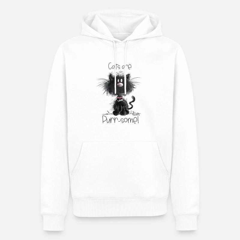 Droll chat noir avec des chats disant - Sweat à capuche Premium bio Homme - blanc