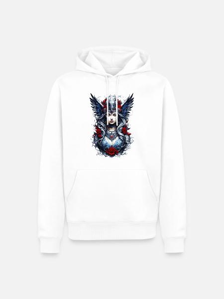 Valkyrie mit Raben Rosen Wikinger - Männer Premium Bio Hoodie - Weiß