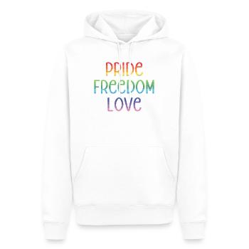 LGBT Pride Month - Frieden. Freiheit. Liebe. - Männer Premium Bio Hoodie - Weiß - Vorne - Nico (187cm)