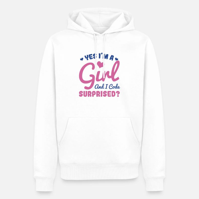 Fille et programmeuse - Sweat à capuche Premium bio Homme - blanc