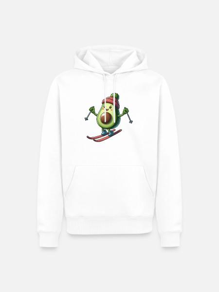 Avocado Ski Wintersport Skifahrer Spaß - Männer Premium Bio Hoodie - Weiß