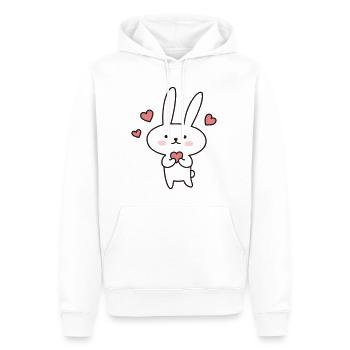 Niedlicher Hase mit Herzen: Zum Verlieben süß! - Männer Premium Bio Hoodie - Weiß - Vorne - Nico (187cm)