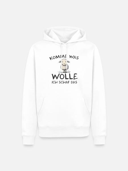 Komme was wolle ich Schaf das Schaf Wolle - Männer Premium Bio Hoodie - Weiß