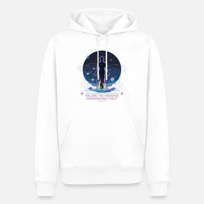 Être céleste | Alan Watts Citation Conception - Sweat à capuche Premium bio Homme - blanc