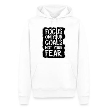 Konzentriere dich auf deine Ziele, nicht auf deine Angst - Männer Premium Bio Hoodie - Weiß - Vorne - Nico (187cm)