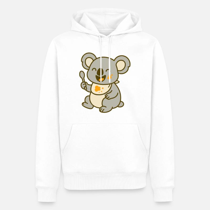 Mignon bébé koala mangeant - Sweat à capuche Premium bio Homme - blanc