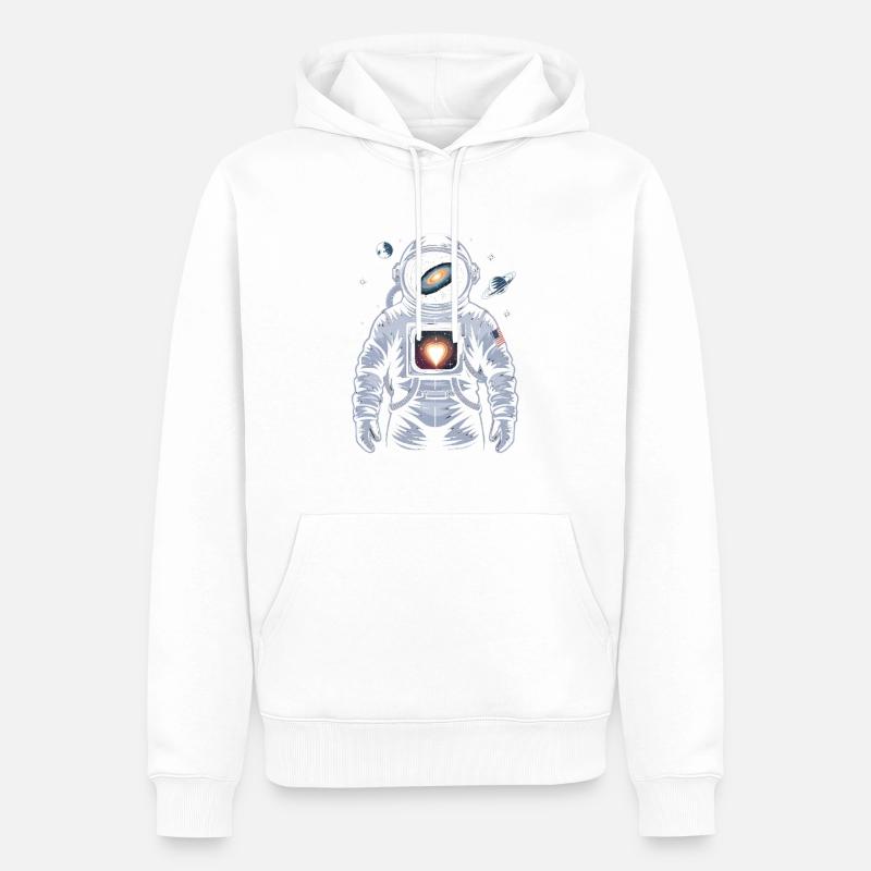 Conception d’astronaute de cœur de l’espace - Sweat à capuche Premium bio Homme - blanc