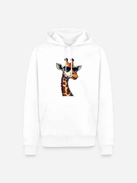 Cool Giraffe mit Sonnenbrille - Männer Premium Bio Hoodie - Weiß