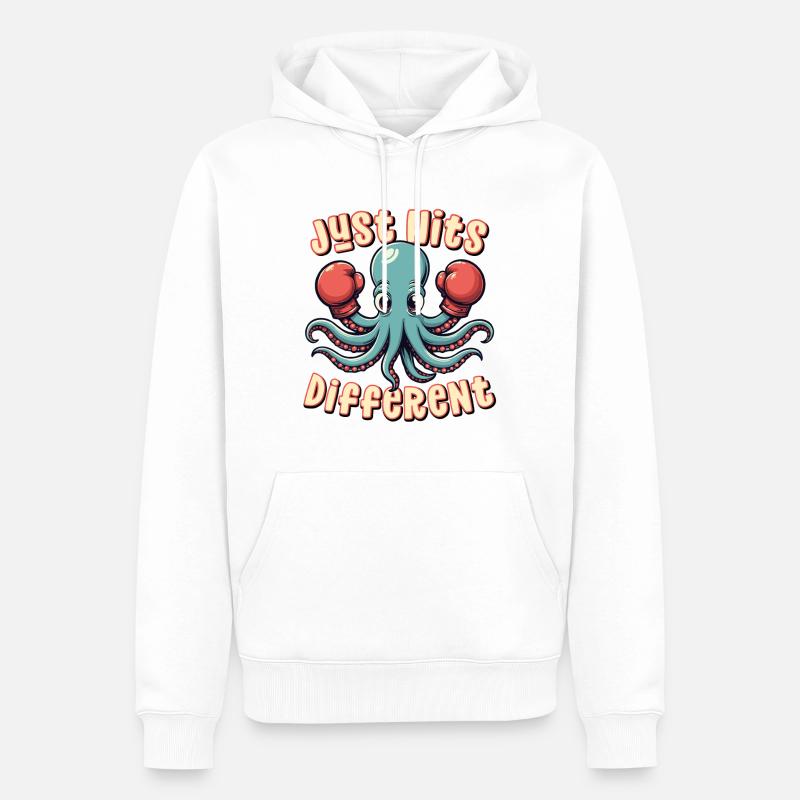 Frappe simplement différemment - Sweat à capuche Premium bio Homme - blanc