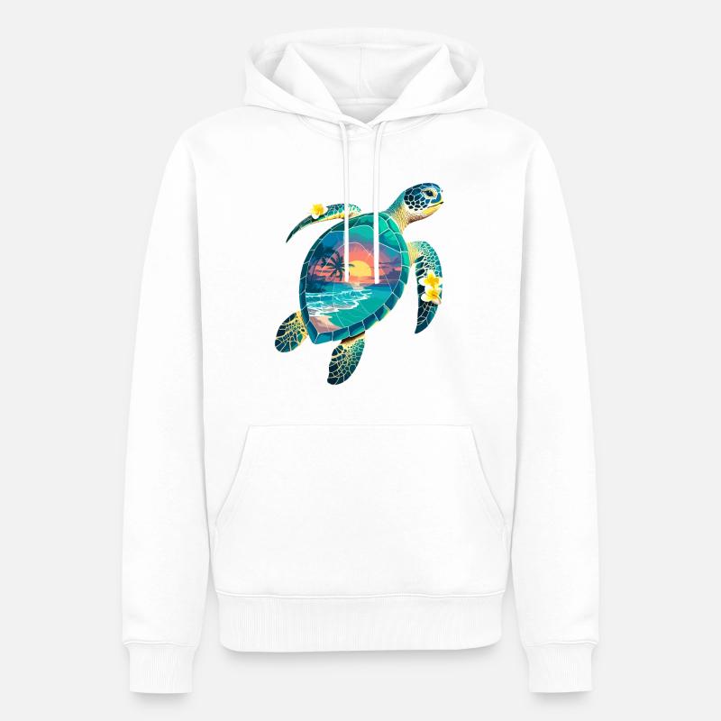 Turtle Waves Surf Turtle Surfer Turtles - Sweat à capuche Premium bio Homme - blanc