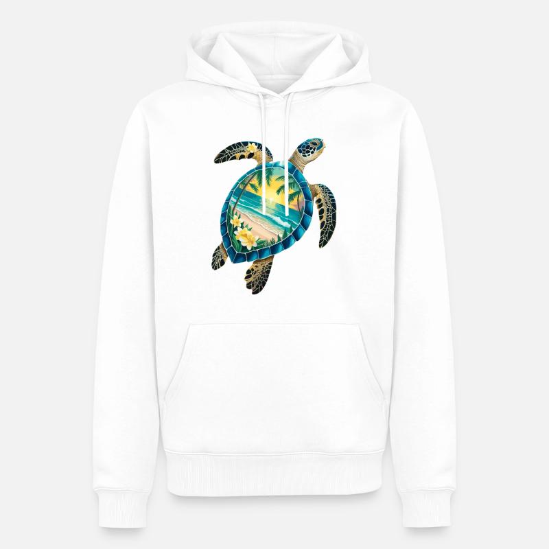 Turtle Waves Surf Turtle Surfer Turtles - Sweat à capuche Premium bio Homme - blanc