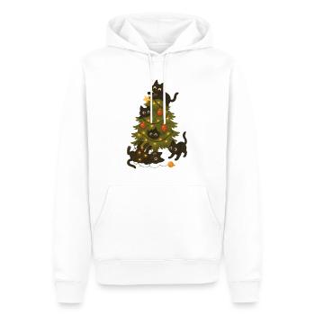 Lustige Katzen, die um den Weihnachtsbaum spielen - Männer Premium Bio Hoodie - Weiß - Vorne - Nico (187cm)