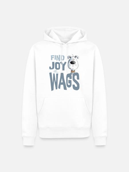 Find Joy It Wags Hund - Männer Premium Bio Hoodie - Weiß