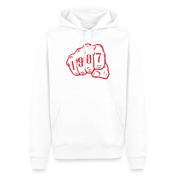 Ruhrpott Fußball Essen 1907 Hoodie - Männer Premium Bio Hoodie - Weiß - Vorne - Nico (187cm)