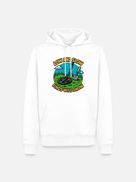 Niedrige und langsame Funde zeigen Metallerkennung - Männer Premium Bio Hoodie - Weiß