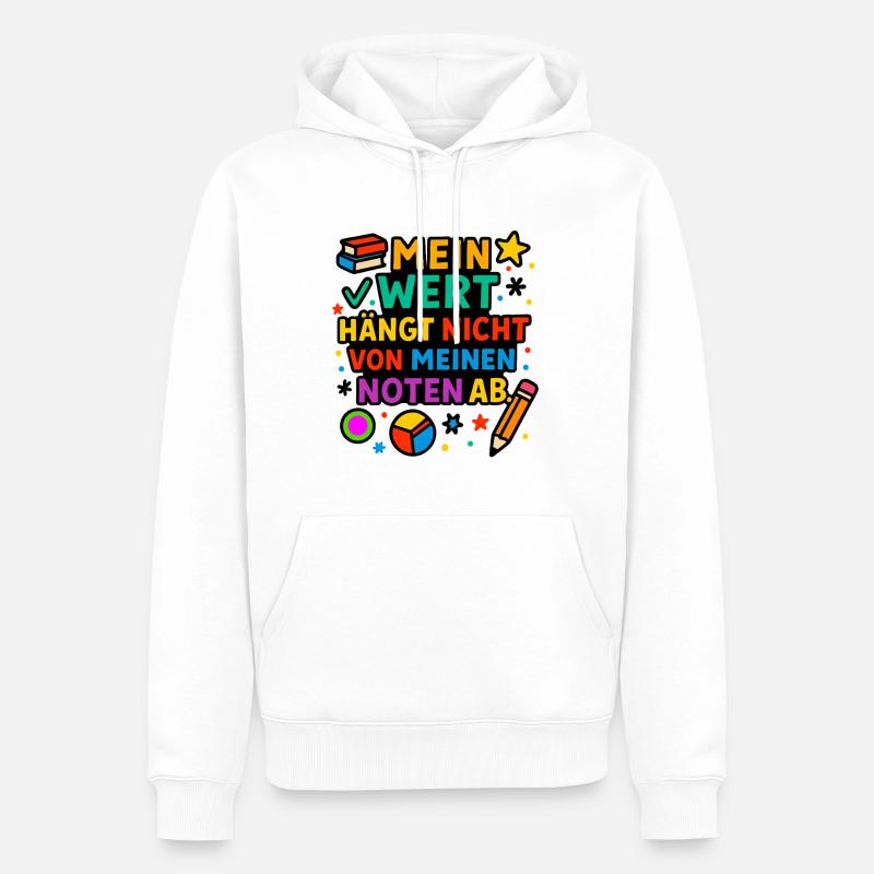 Ma valeur compte, pas mes notes - Sweat à capuche Premium bio Homme - blanc
