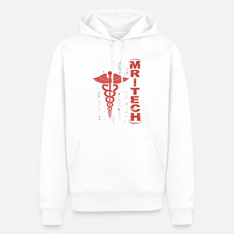 Drapeau Caducée rouge de MedTech - Sweat à capuche Premium bio Homme - blanc