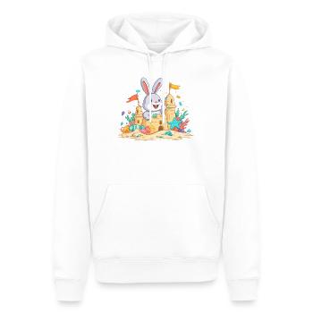 Un lapin d’été dans la basse à sable - Sweat à capuche Premium bio Homme - blanc - Devant - Nico (187cm)