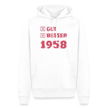 1958 - Sweat à capuche Premium bio Homme - blanc - Devant - Nico (187cm)