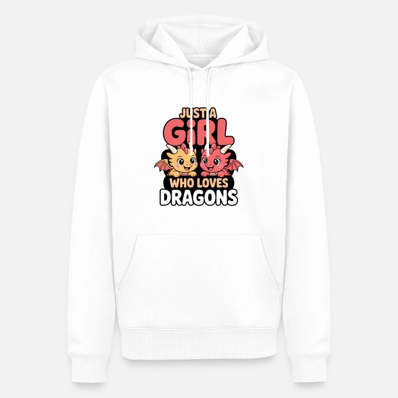 Nur ein Mädchen welches Drachen liebt - Männer Premium Bio Hoodie - Weiß