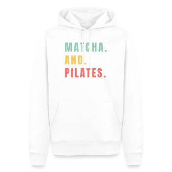 MATCHA ET PILATES - Sweat à capuche Premium bio Homme - blanc - Devant - Nico (187cm)