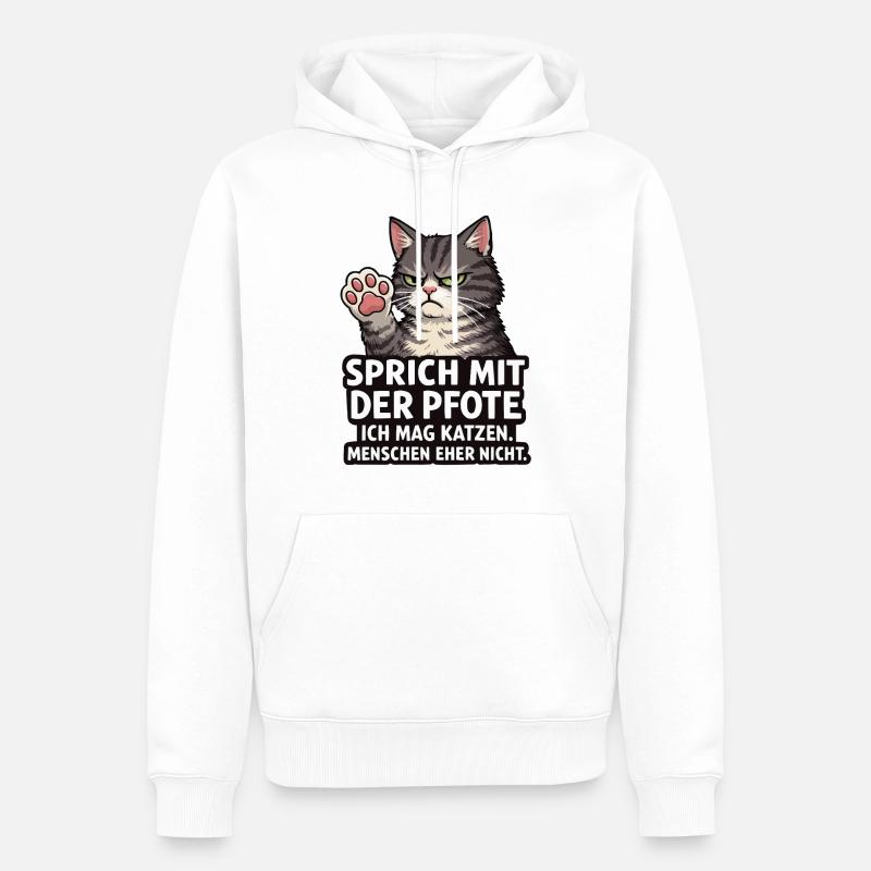 Sprich mit der Pfote – Grumpy Katze - Men’s Premium Organic Hoodie - white
