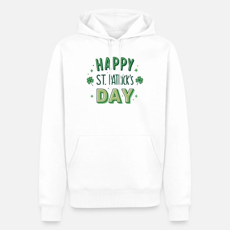 Joyeuse Saint-Patrick Graphisme Vert - Sweat à capuche Premium bio Homme - blanc