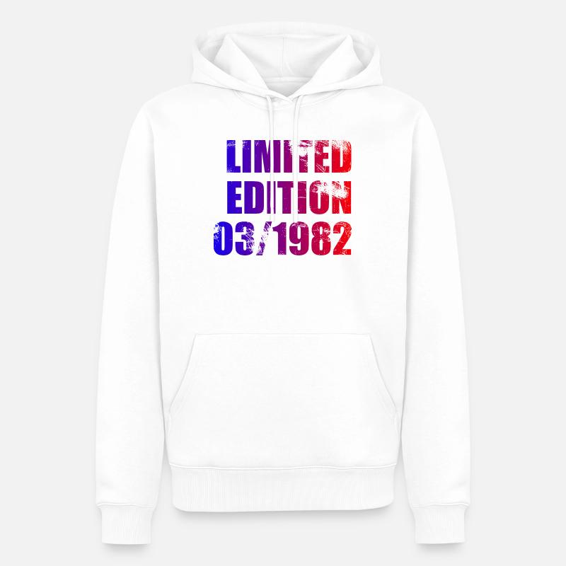 44e anniversaire Édition Limitée 03/1982 - Sweat à capuche Premium bio Homme - blanc