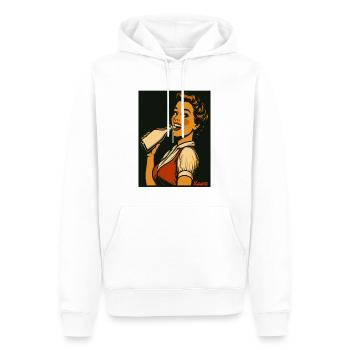 Retro Dame mit Milch Getränk  - Männer Premium Bio Hoodie - Weiß - Vorne - Nico (187cm)