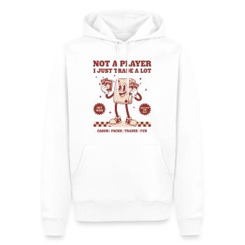 Je ne suis pas un joueur, j’échange juste beaucoup de cartes, des paquets, des échanges - Sweat à capuche Premium bio Homme - blanc - Devant - Nico (187cm)