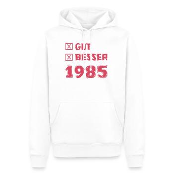Besser 1985 - Männer Premium Bio Hoodie - Weiß - Vorne - Nico (187cm)