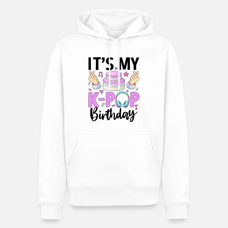 C’est mon anniversaire de K Pop - Sweat à capuche Premium bio Homme - blanc
